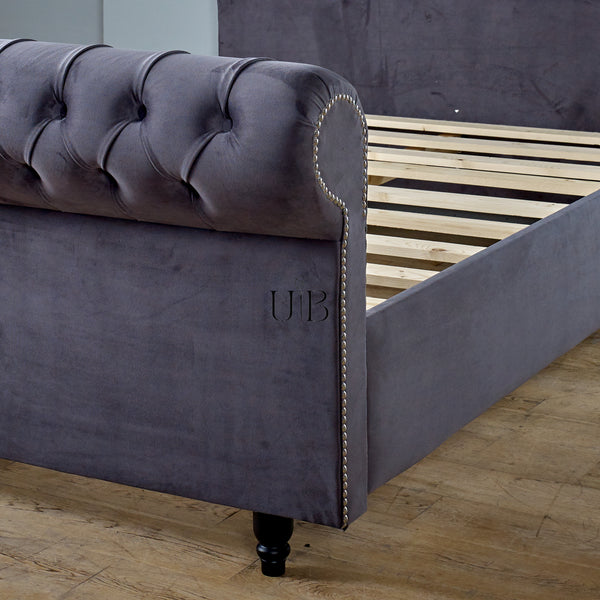 Regal Sleigh Ottoman Storage Bed Hand Crafted Upholstered Beds